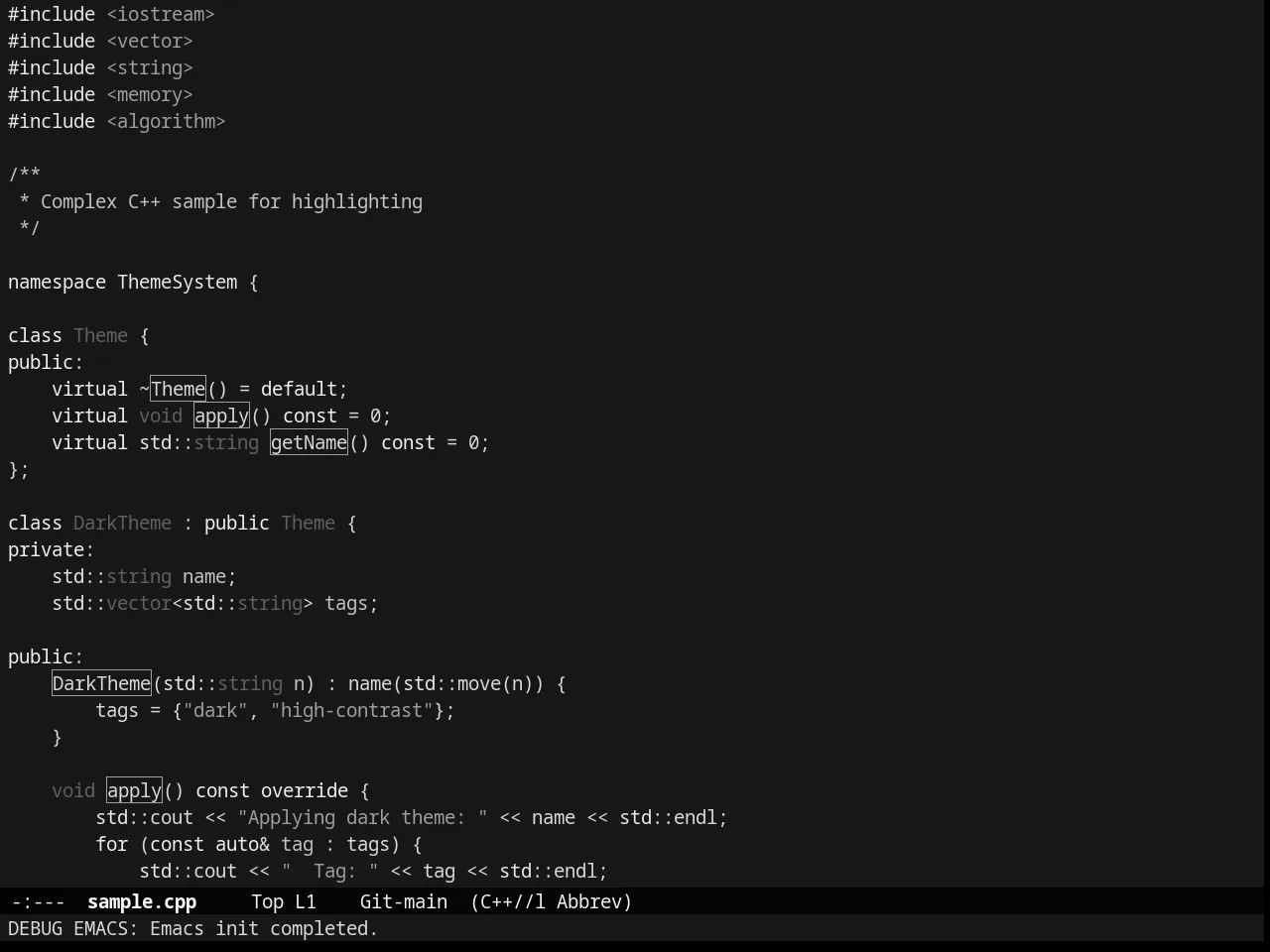 Tao Theme in c++-mode