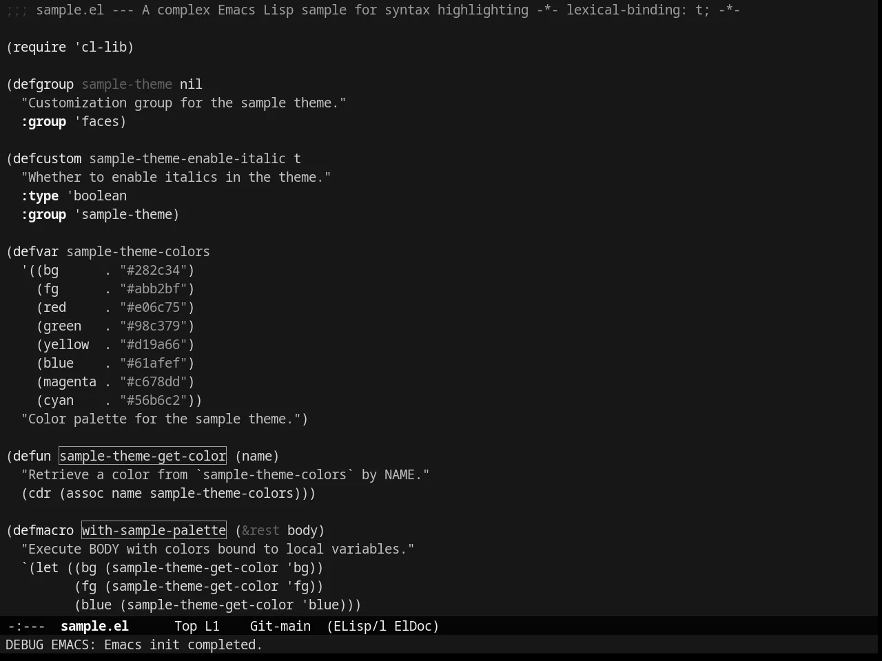 Tao Theme in emacs-lisp-mode