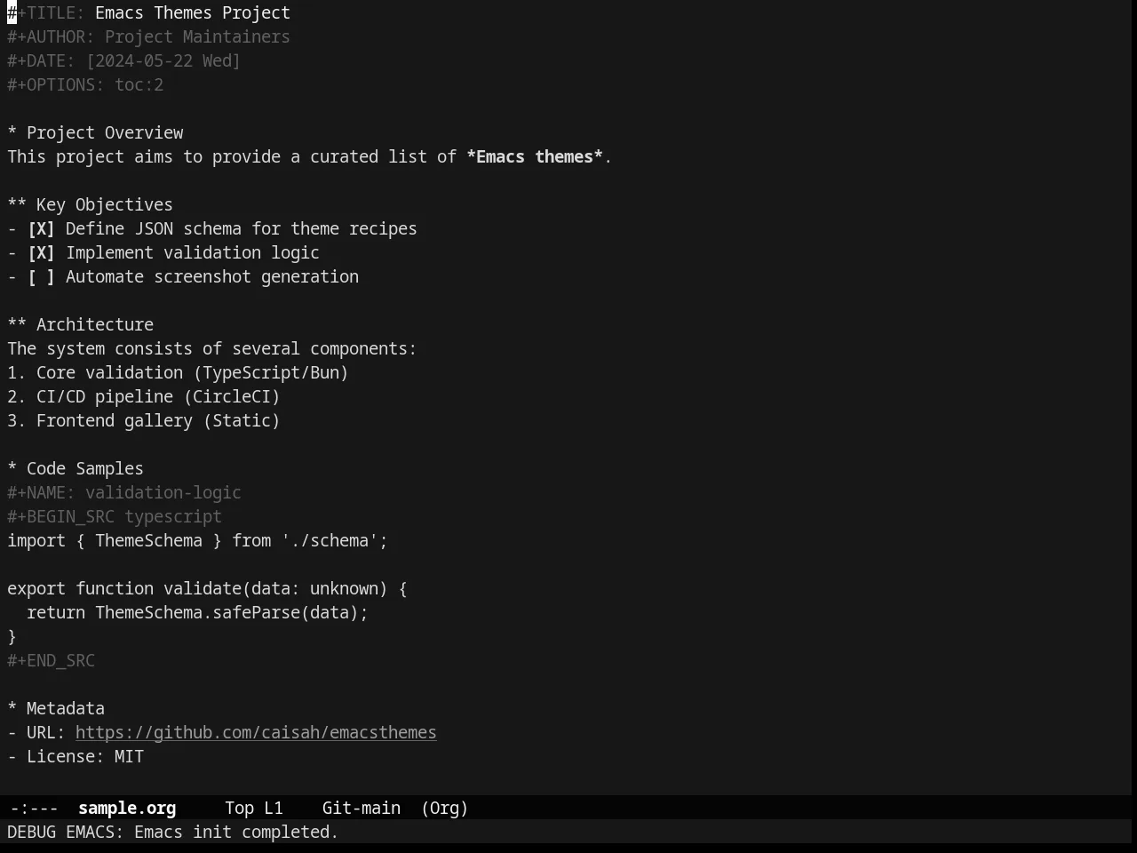 Tao Theme in org-mode