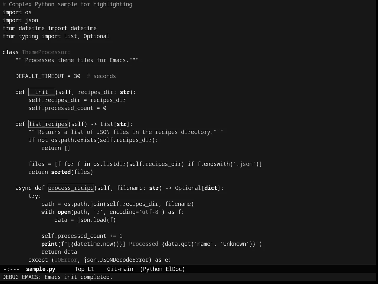Tao Theme in python-mode