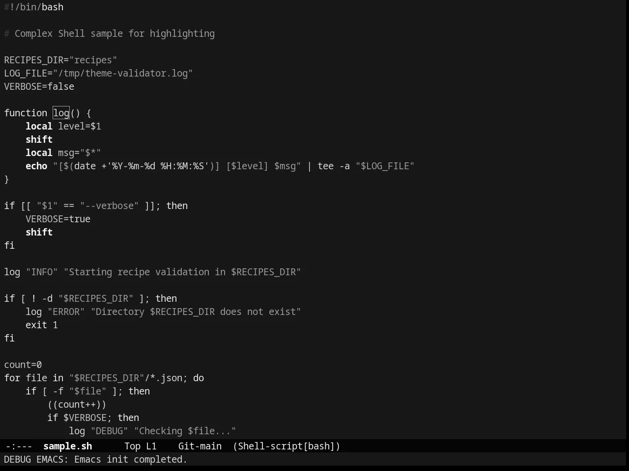 Tao Theme in sh-mode
