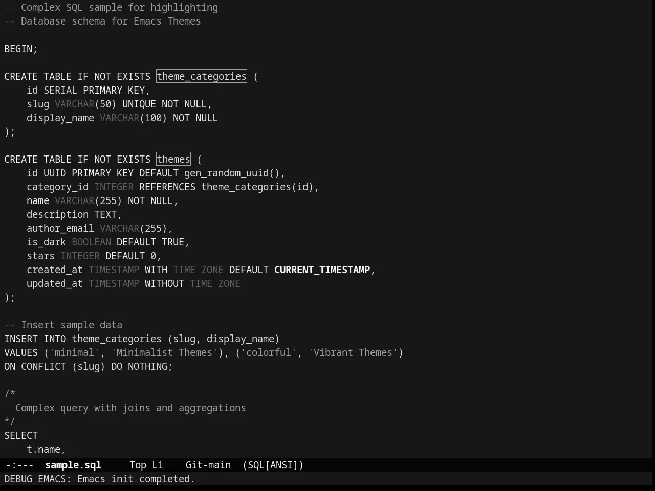 Tao Theme in sql-mode