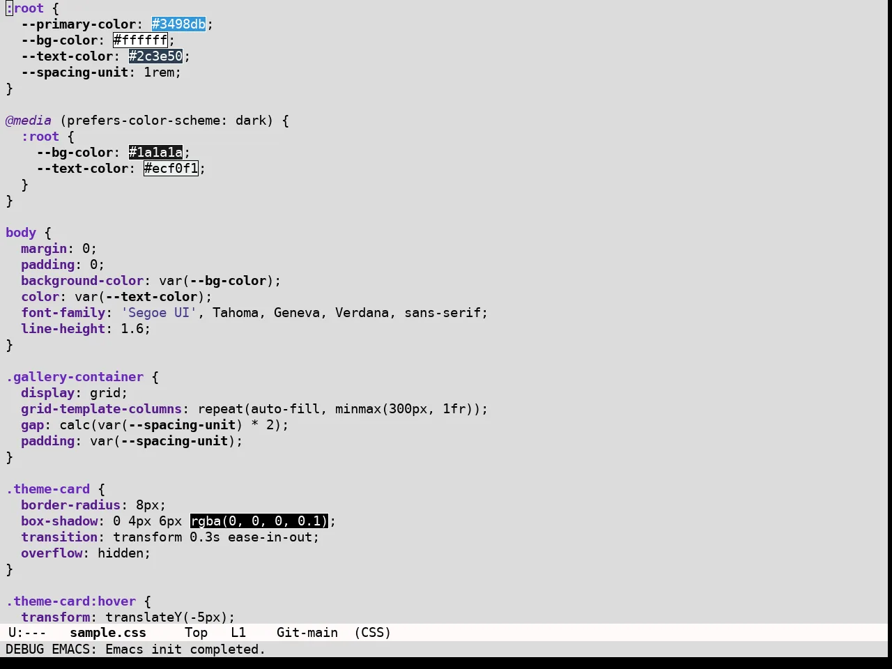 Tardis Theme in css-mode