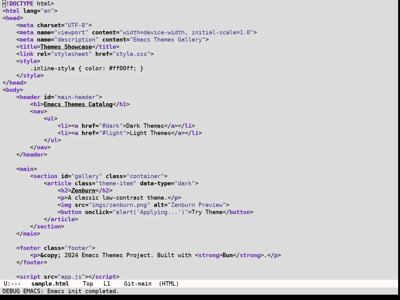Tardis Theme in html-mode