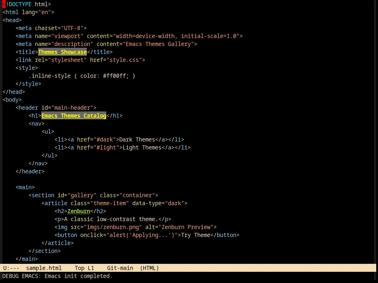 Taylor Theme in html-mode