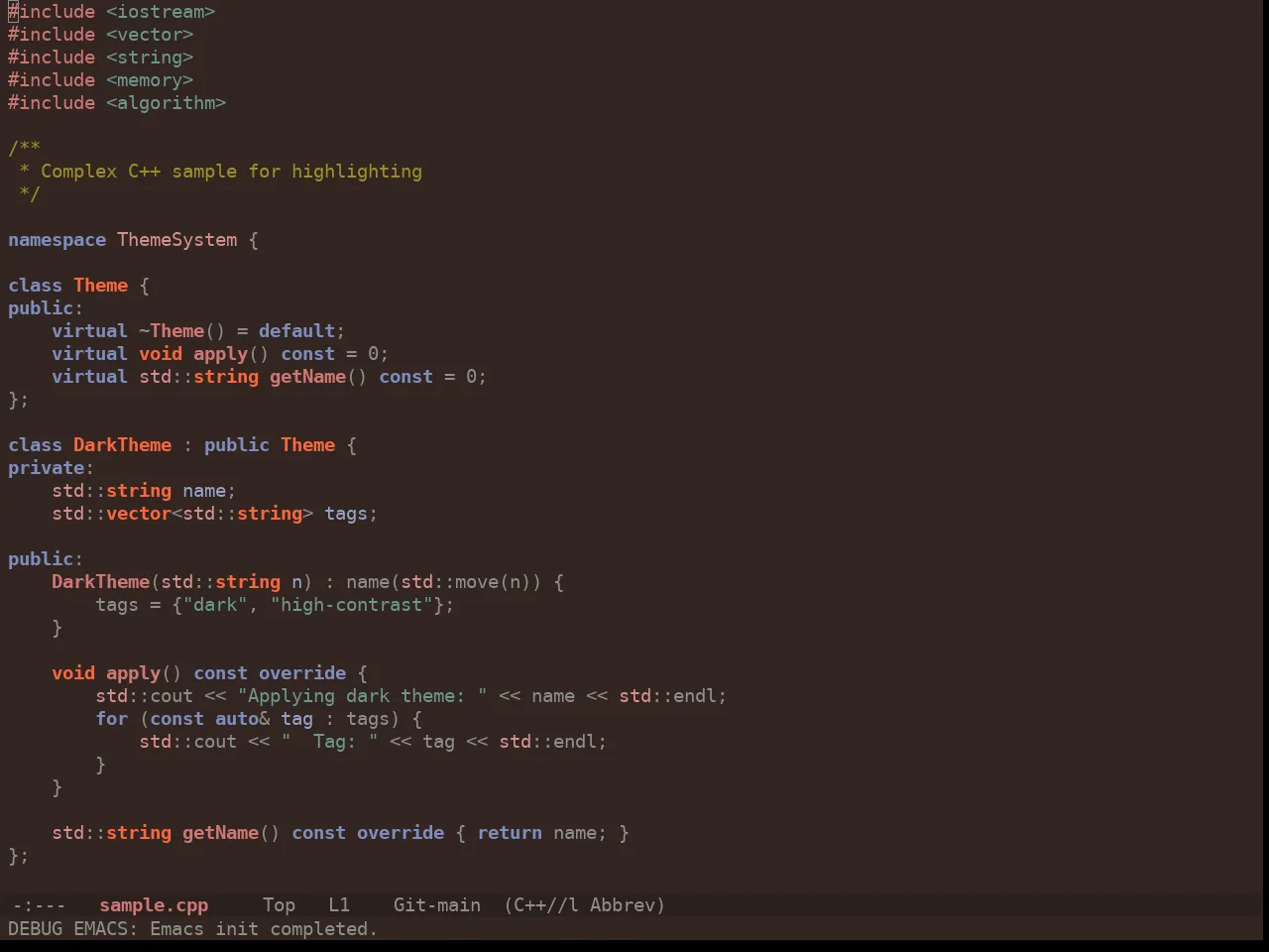 Ewal Tempus Autumn Theme in c++-mode