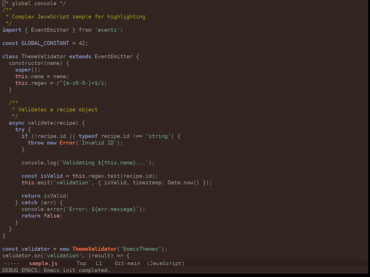 Ewal Tempus Autumn Theme in javascript-mode