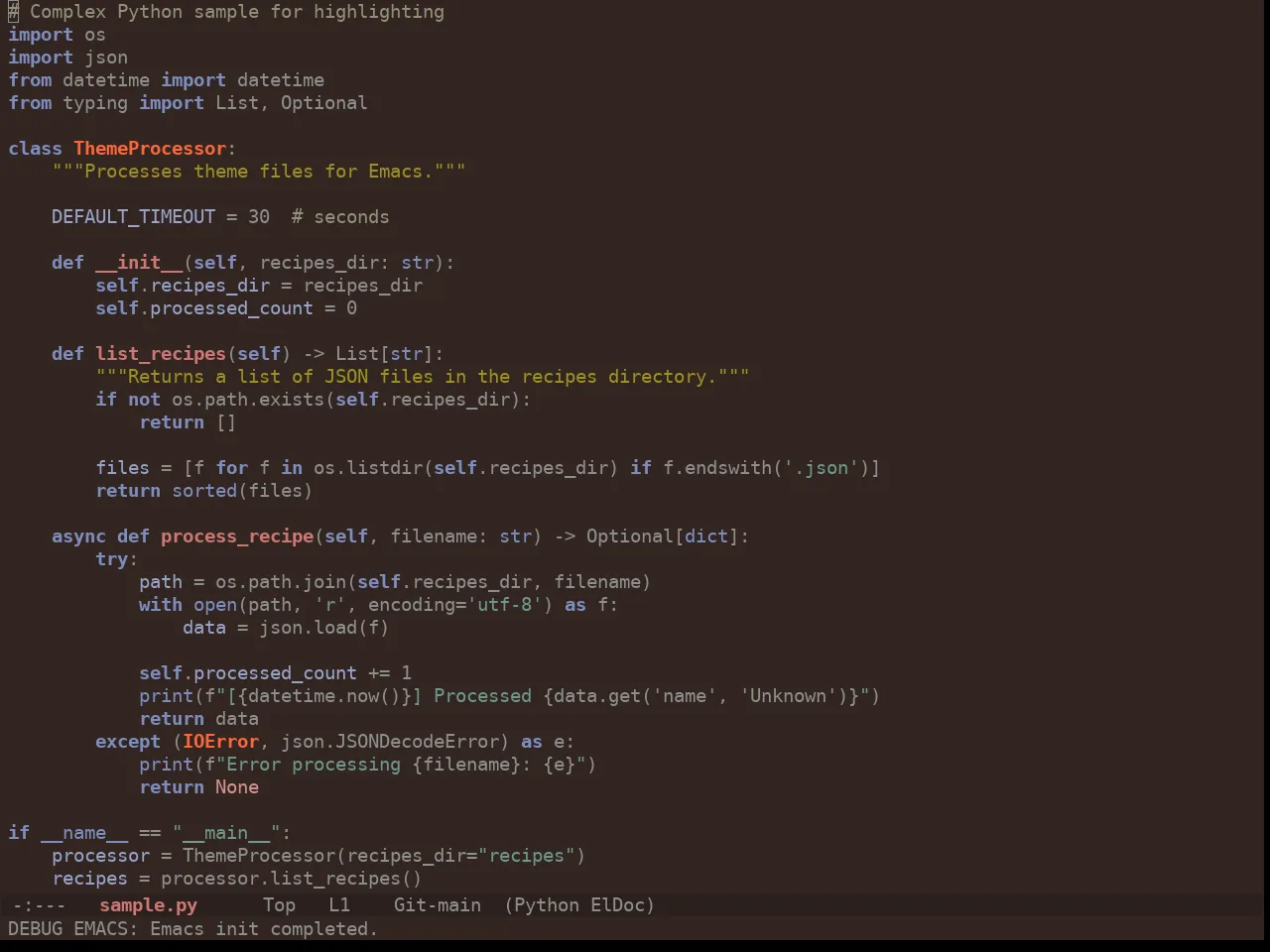Ewal Tempus Autumn Theme in python-mode