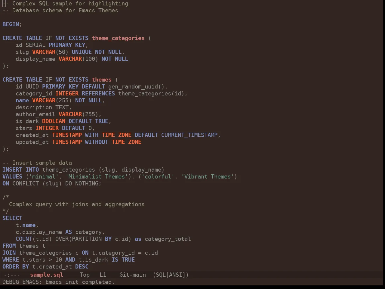 Ewal Tempus Autumn Theme in sql-mode