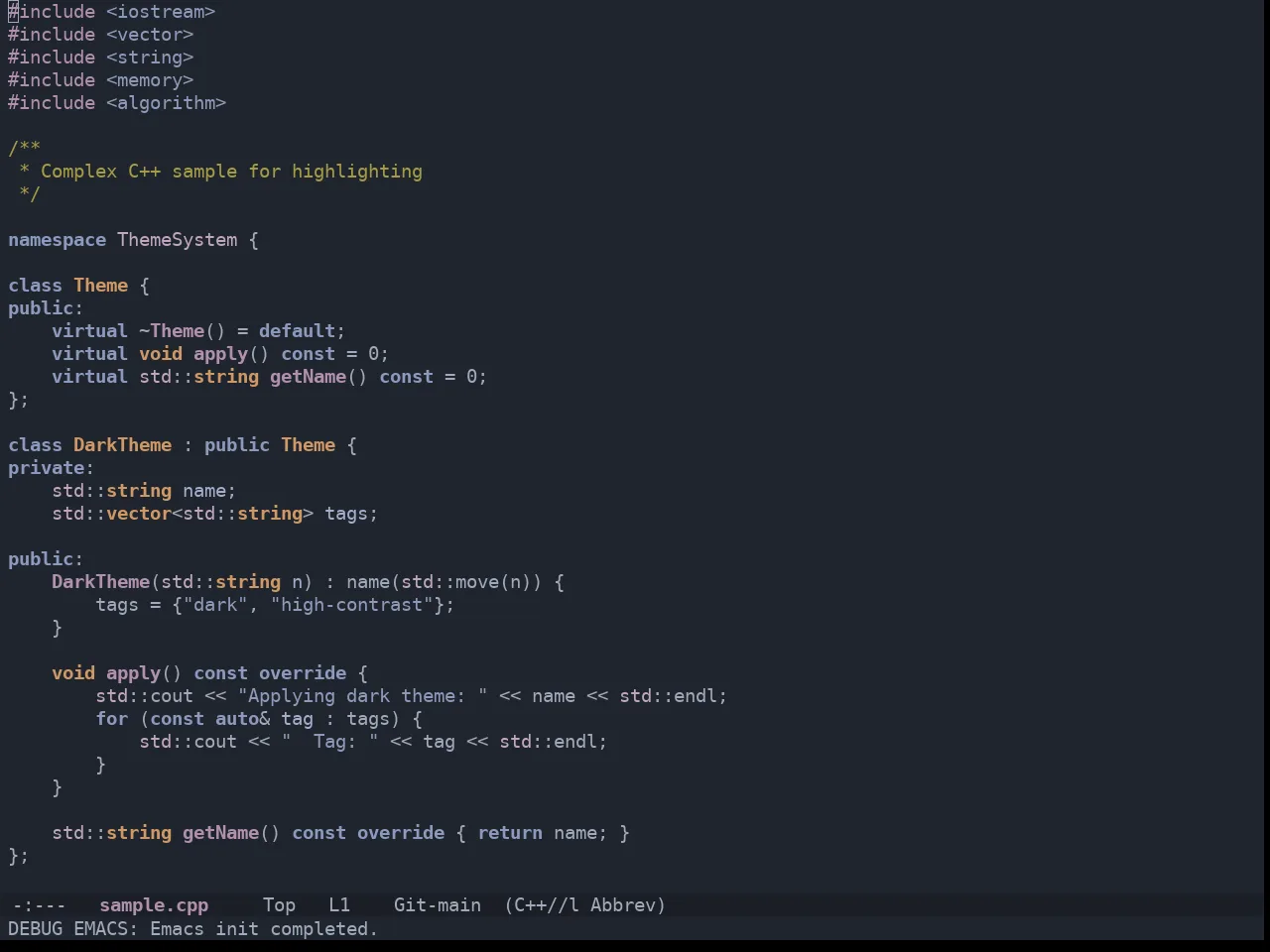 Ewal Tempus Dusk Theme in c++-mode