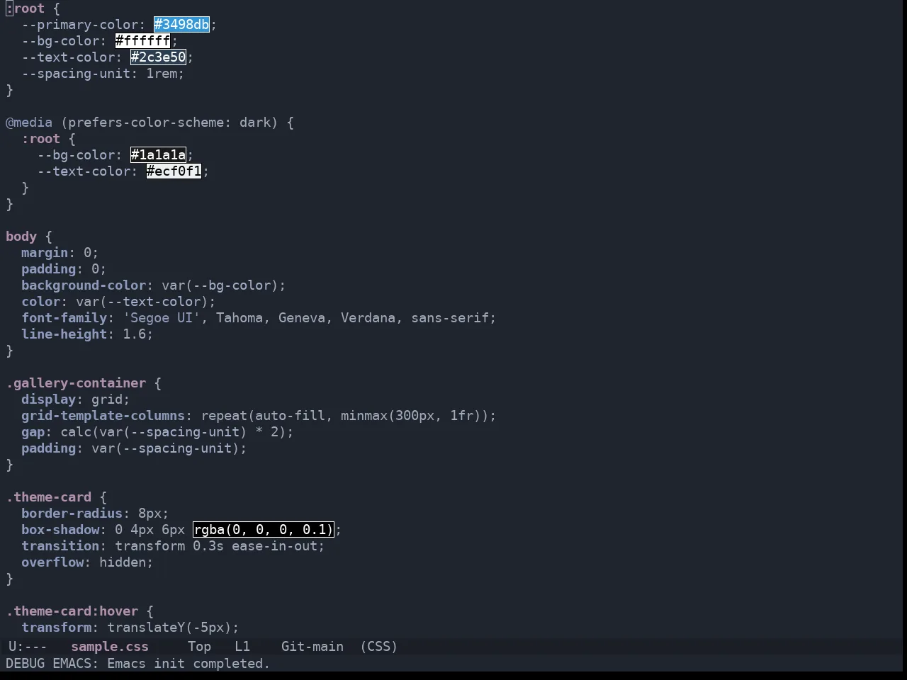 Ewal Tempus Dusk Theme in css-mode