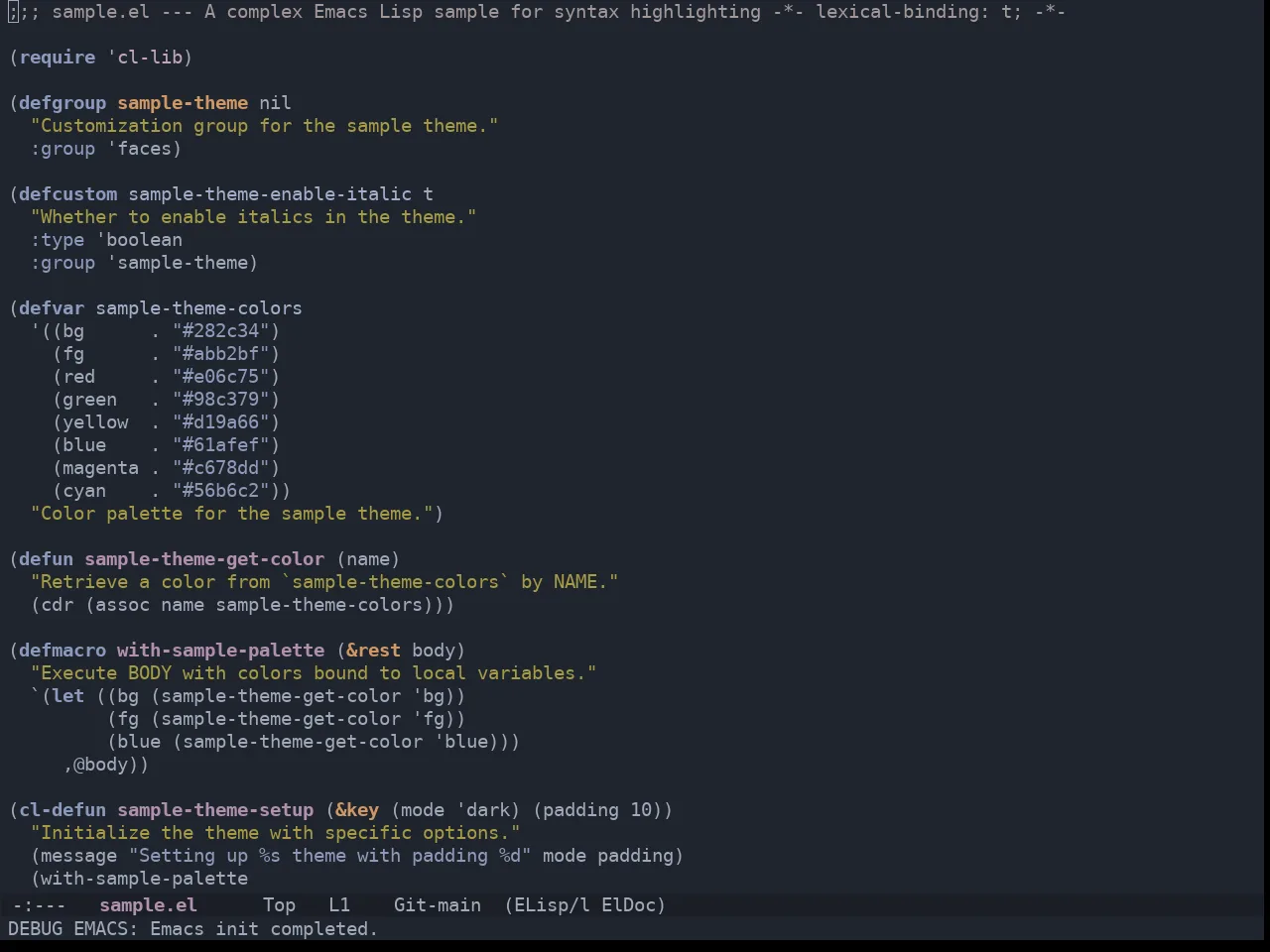 Ewal Tempus Dusk Theme in emacs-lisp-mode