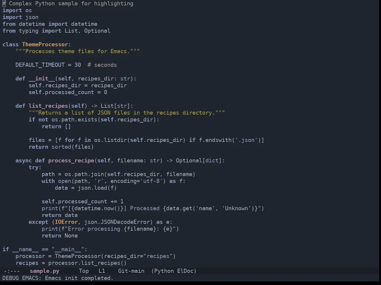 Ewal Tempus Dusk Theme in python-mode