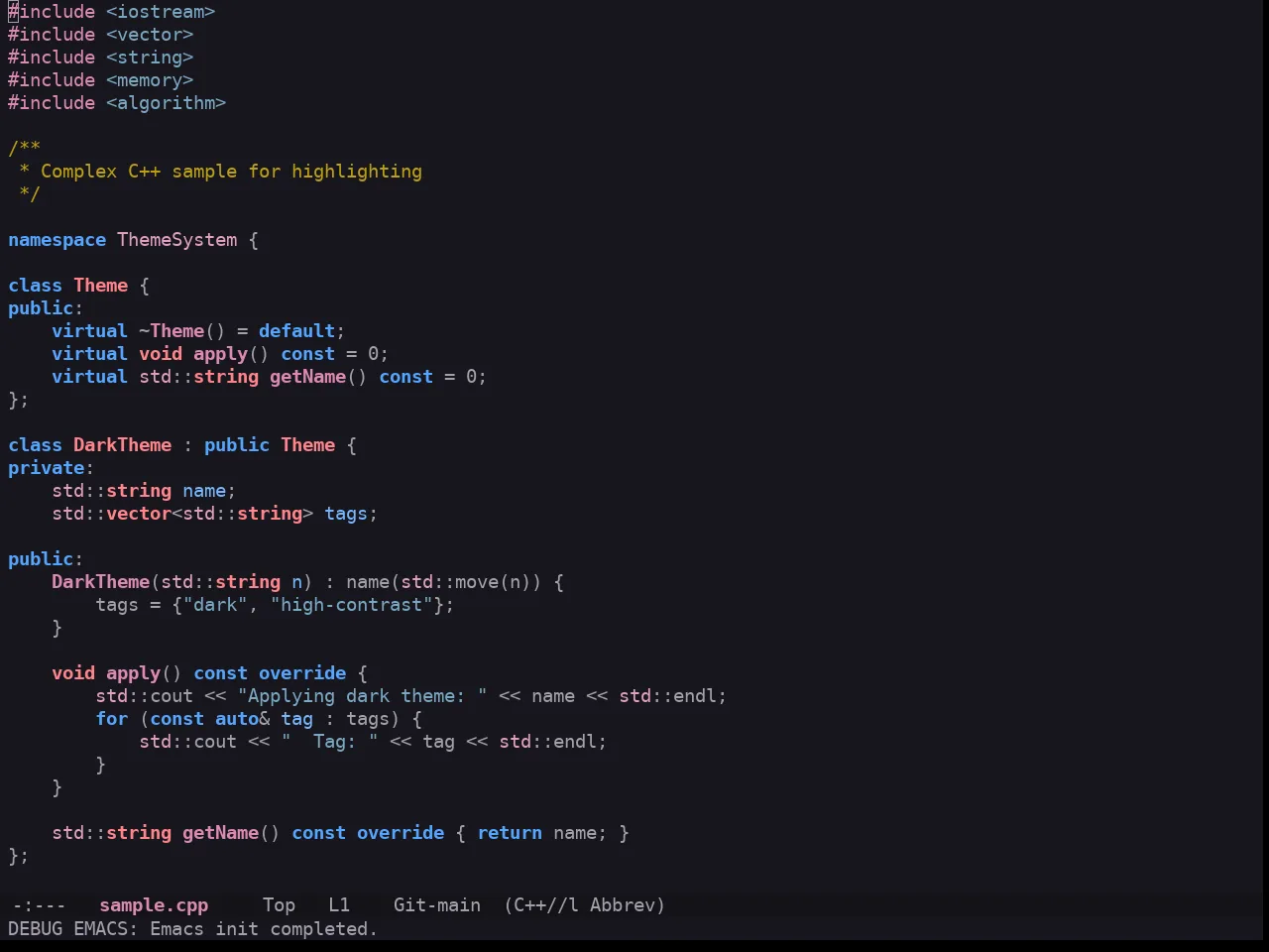 Ewal Tempus Future Theme in c++-mode
