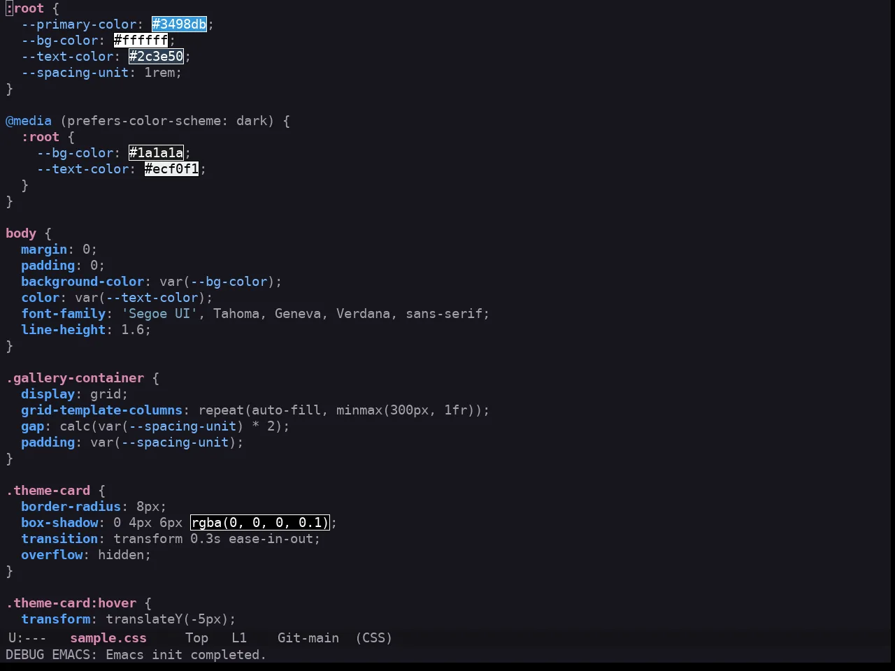 Ewal Tempus Future Theme in css-mode