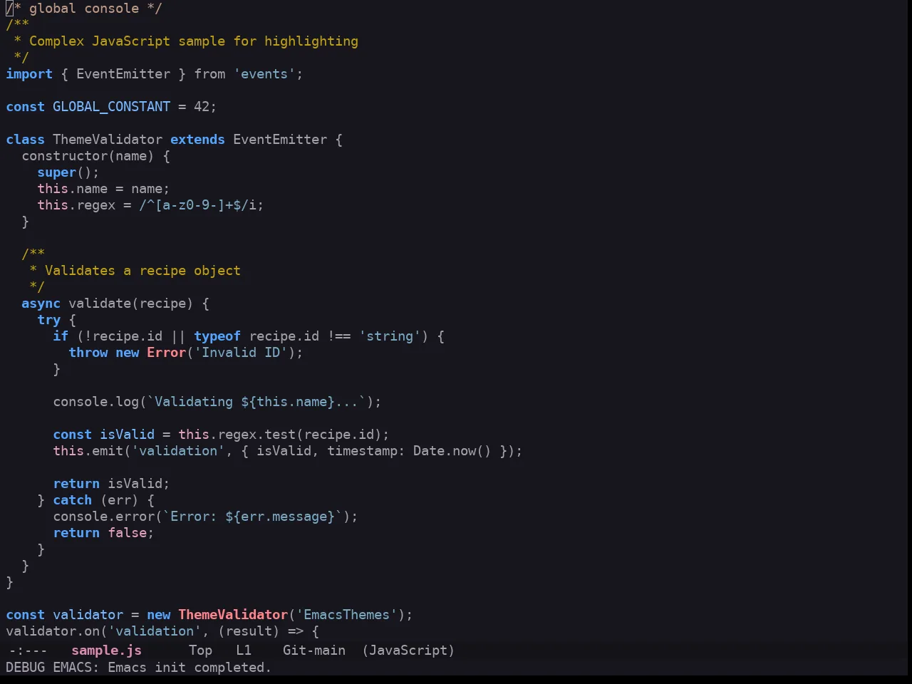 Ewal Tempus Future Theme in javascript-mode