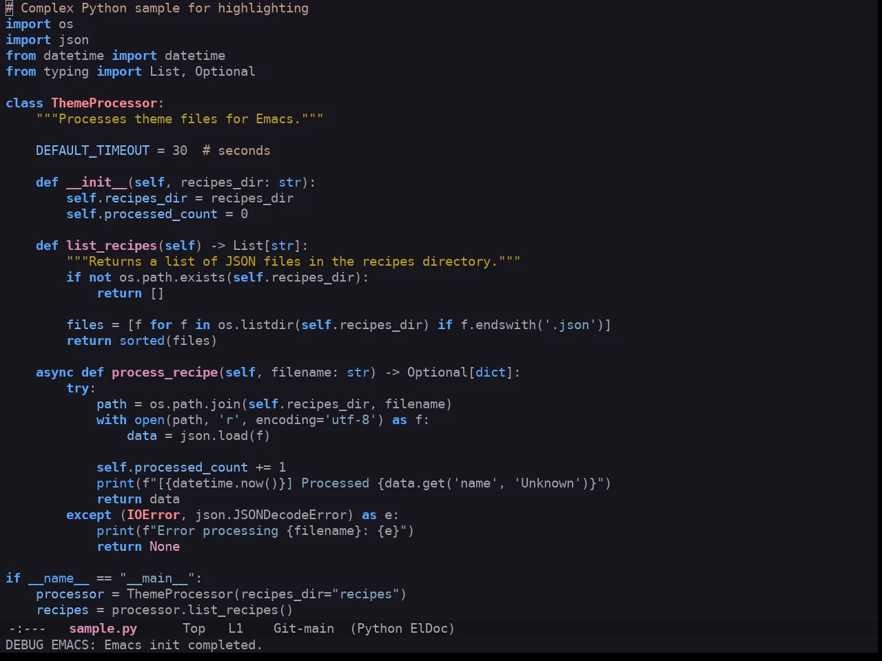 Ewal Tempus Future Theme in python-mode