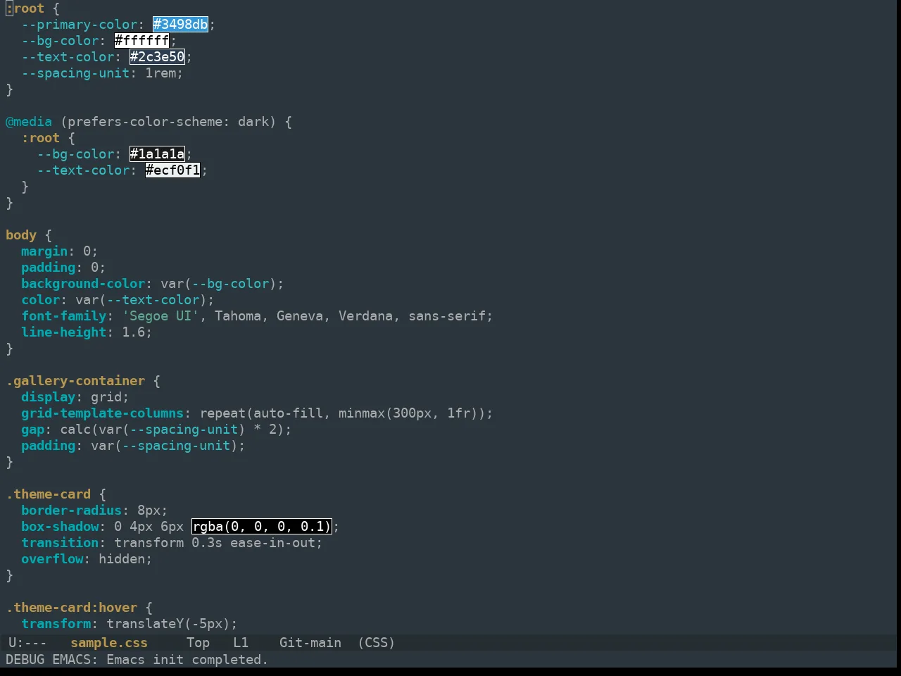 Ewal Tempus Rift Theme in css-mode