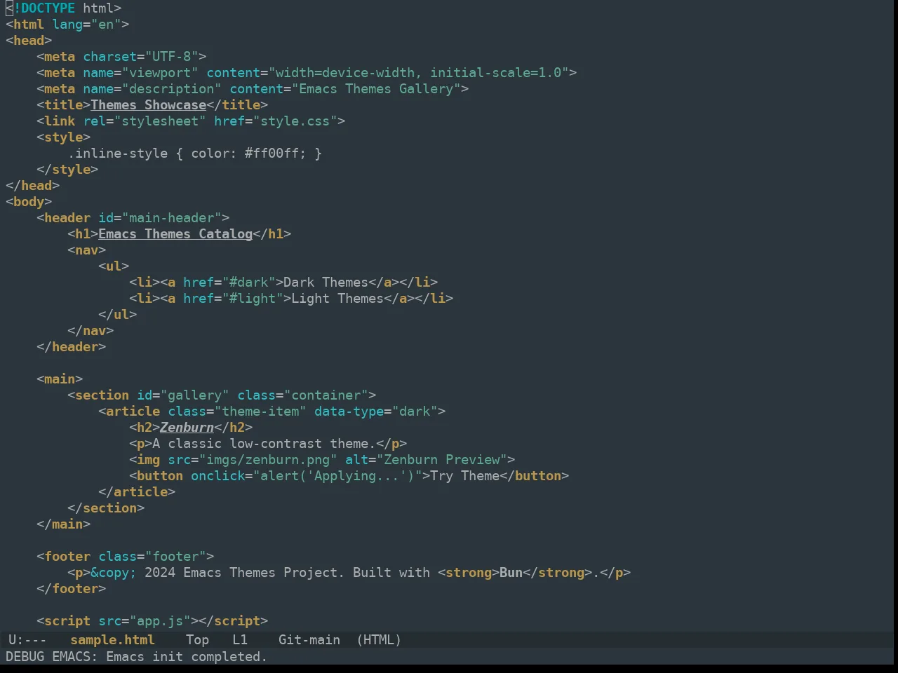 Ewal Tempus Rift Theme in html-mode
