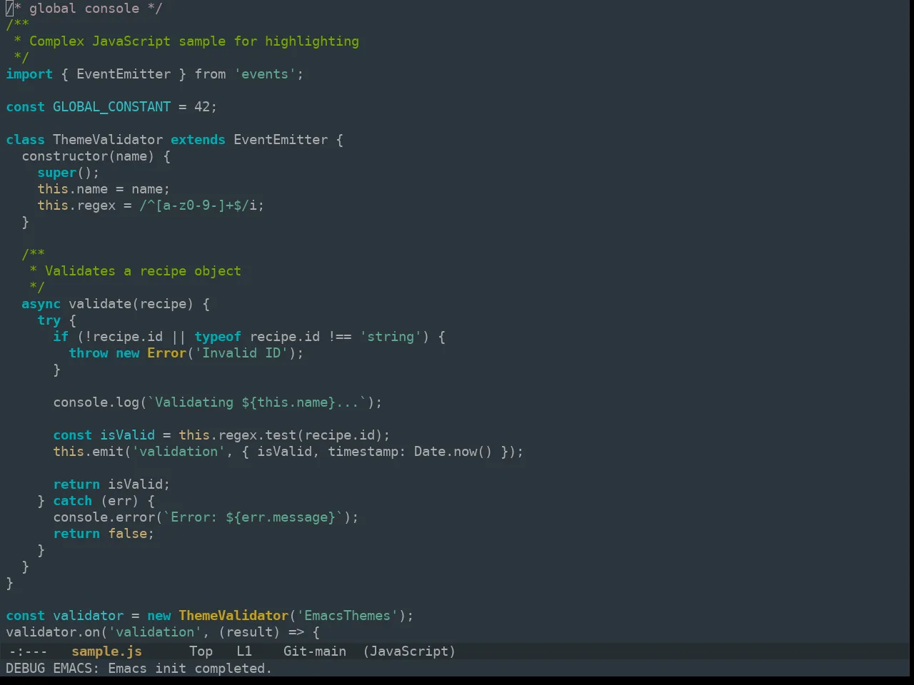 Ewal Tempus Rift Theme in javascript-mode
