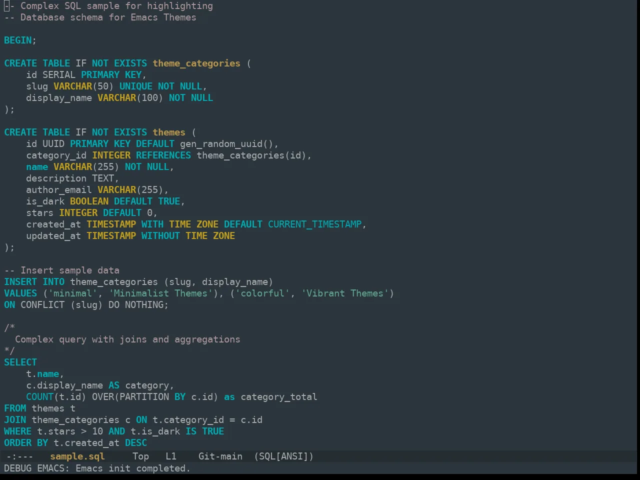 Ewal Tempus Rift Theme in sql-mode