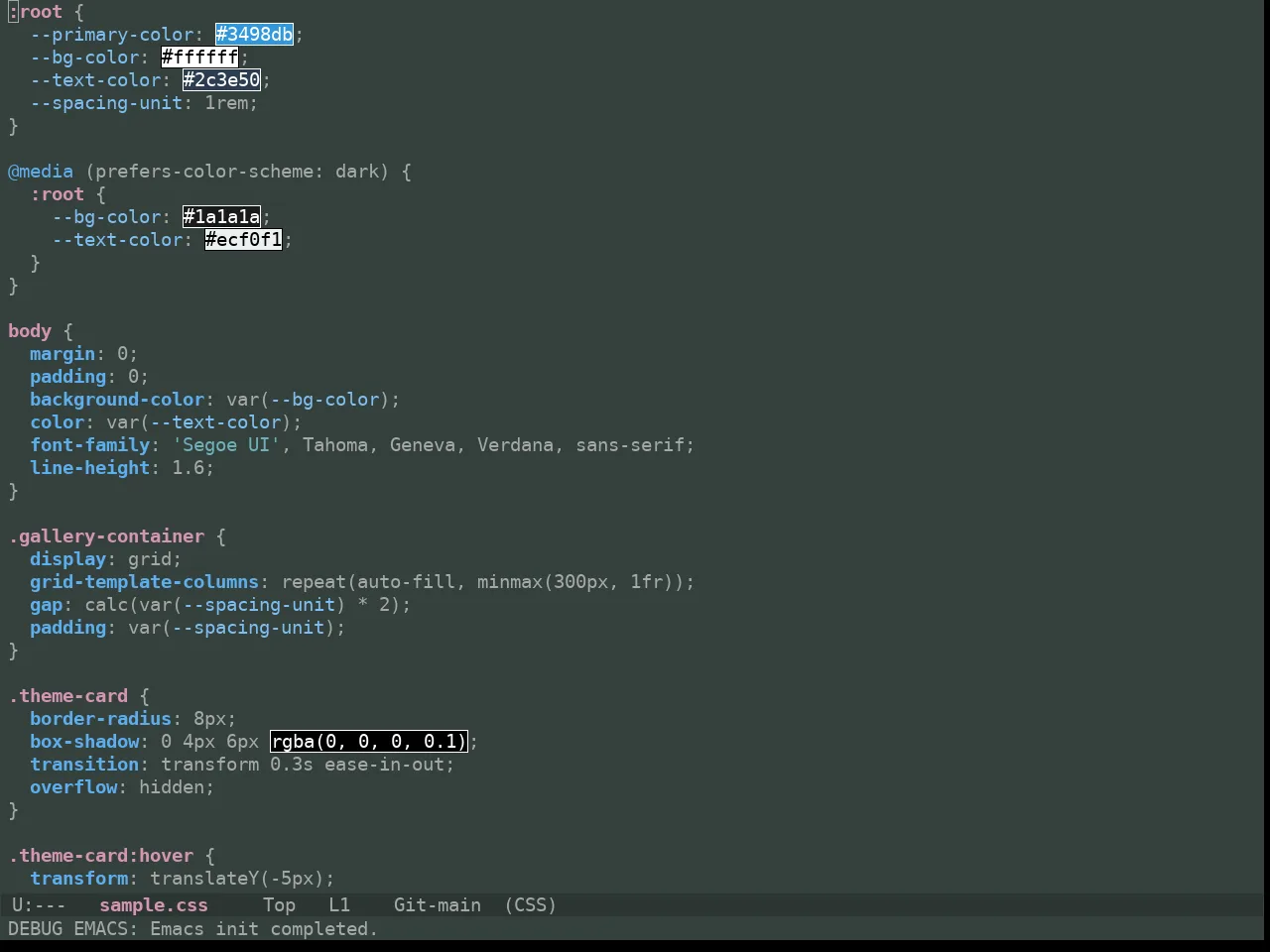 Ewal Tempus Spring Theme in css-mode