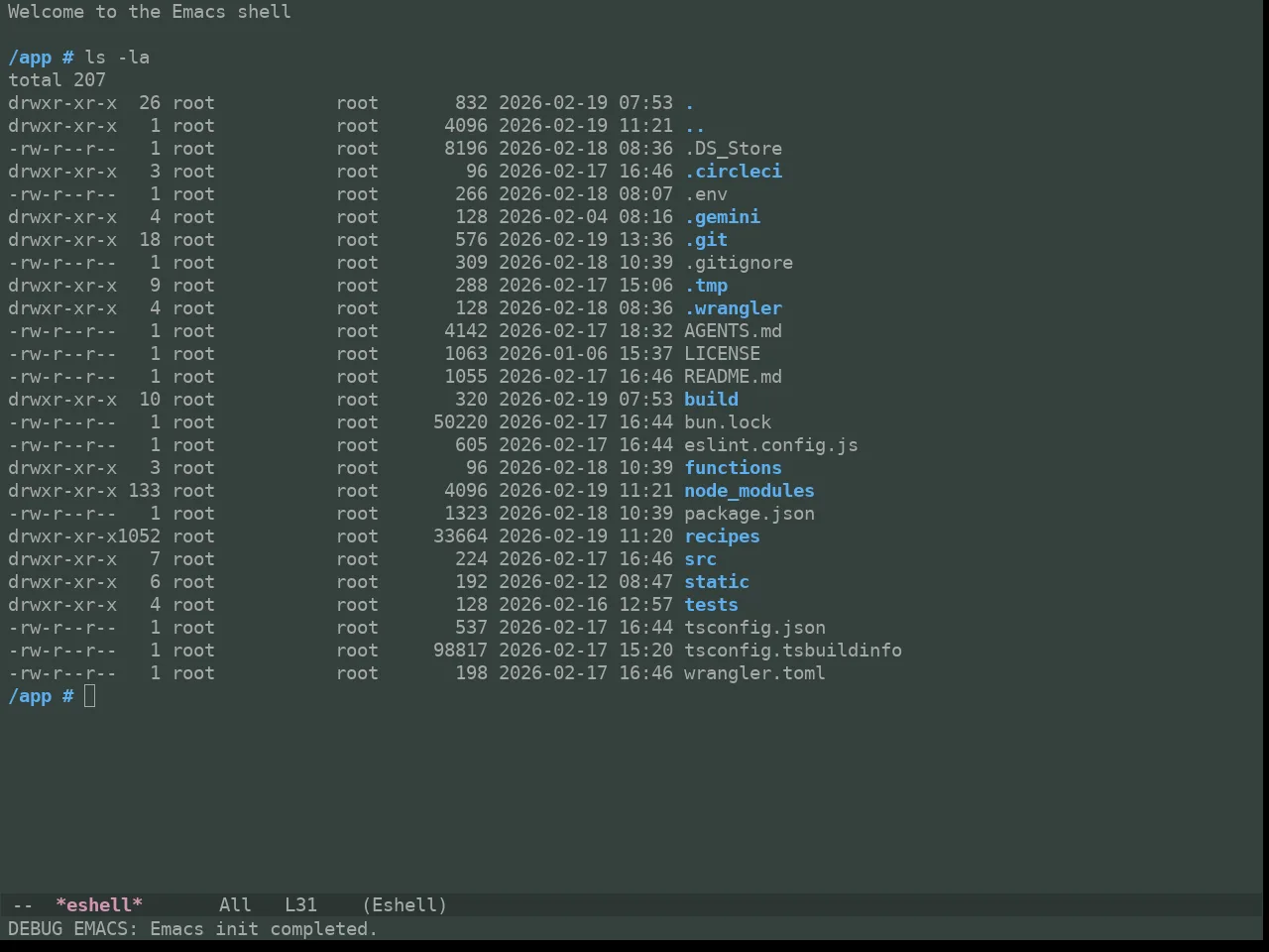 Ewal Tempus Spring Theme in eshell