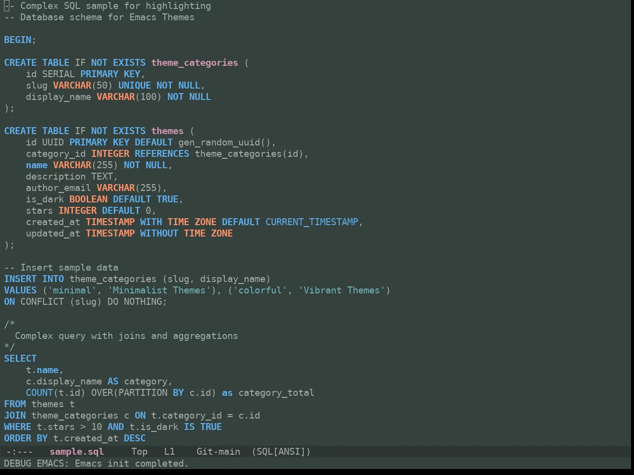 Ewal Tempus Spring Theme in sql-mode
