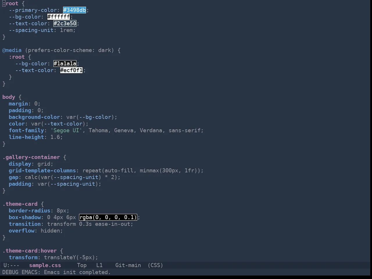 Ewal Tempus Summer Theme in css-mode