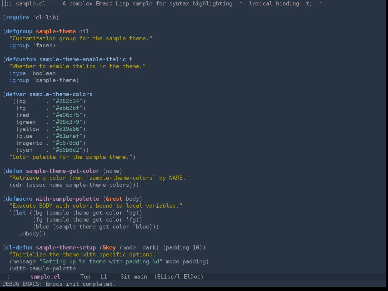 Ewal Tempus Summer Theme in emacs-lisp-mode
