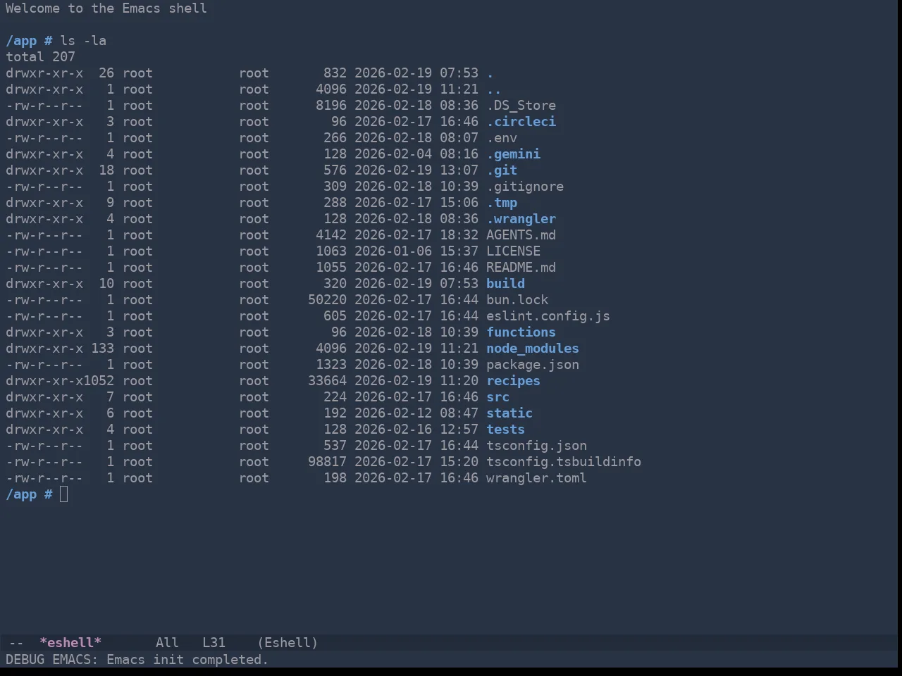 Ewal Tempus Summer Theme in eshell