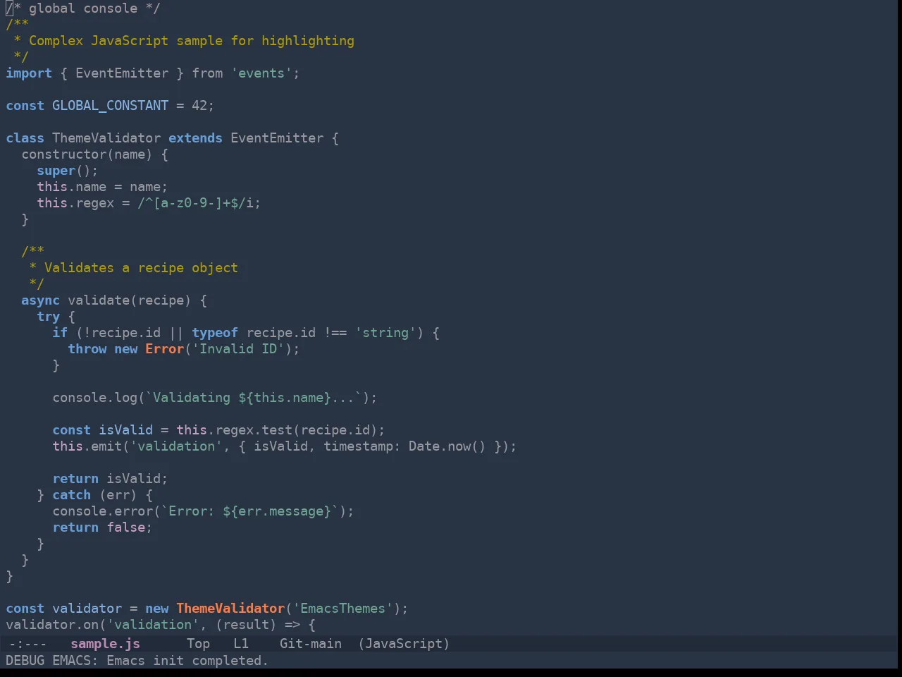 Ewal Tempus Summer Theme in javascript-mode