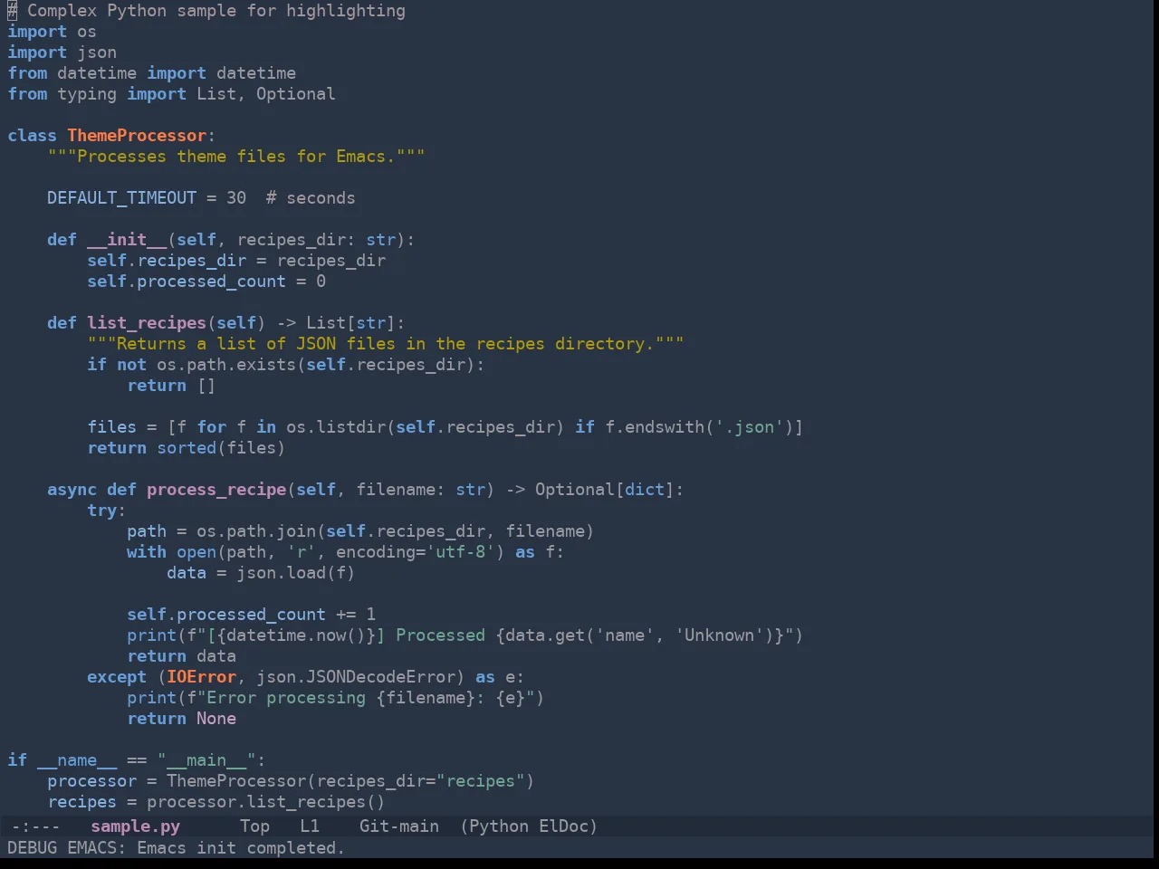 Ewal Tempus Summer Theme in python-mode