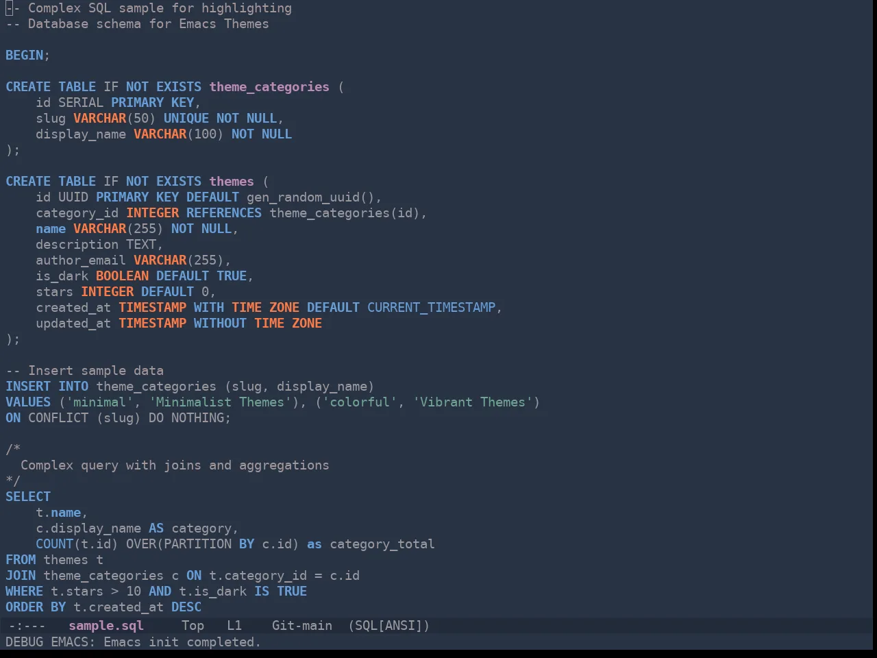 Ewal Tempus Summer Theme in sql-mode