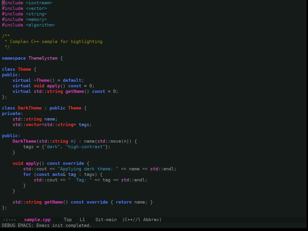 Ewal Tempus Warp Theme in c++-mode
