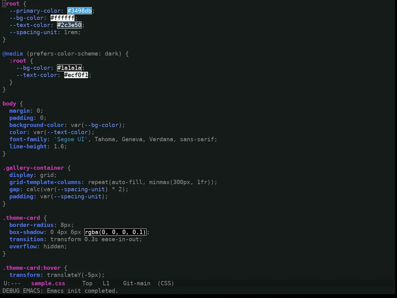 Ewal Tempus Warp Theme in css-mode