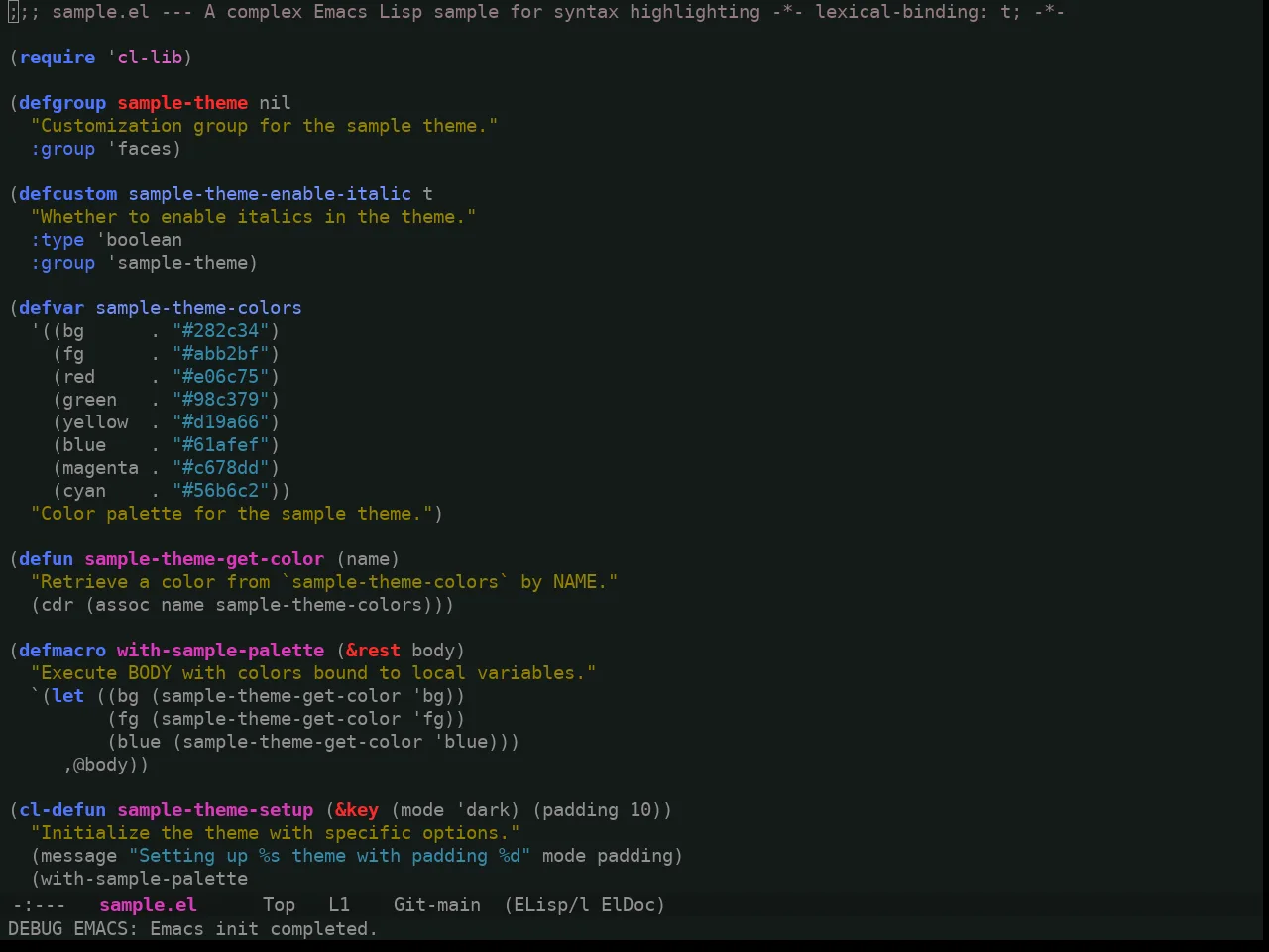 Ewal Tempus Warp Theme in emacs-lisp-mode