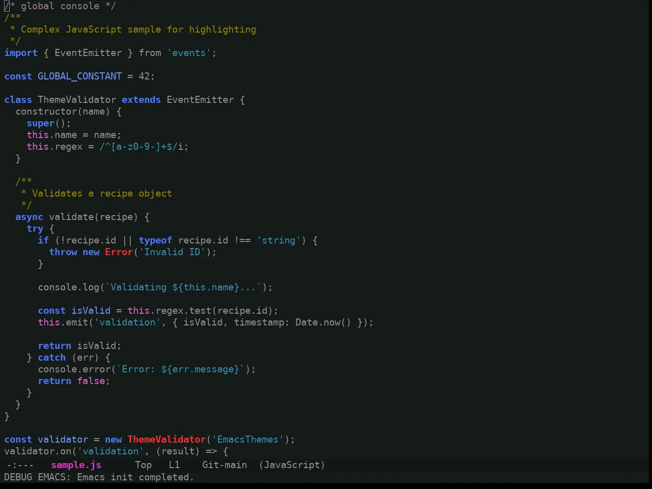 Ewal Tempus Warp Theme in javascript-mode