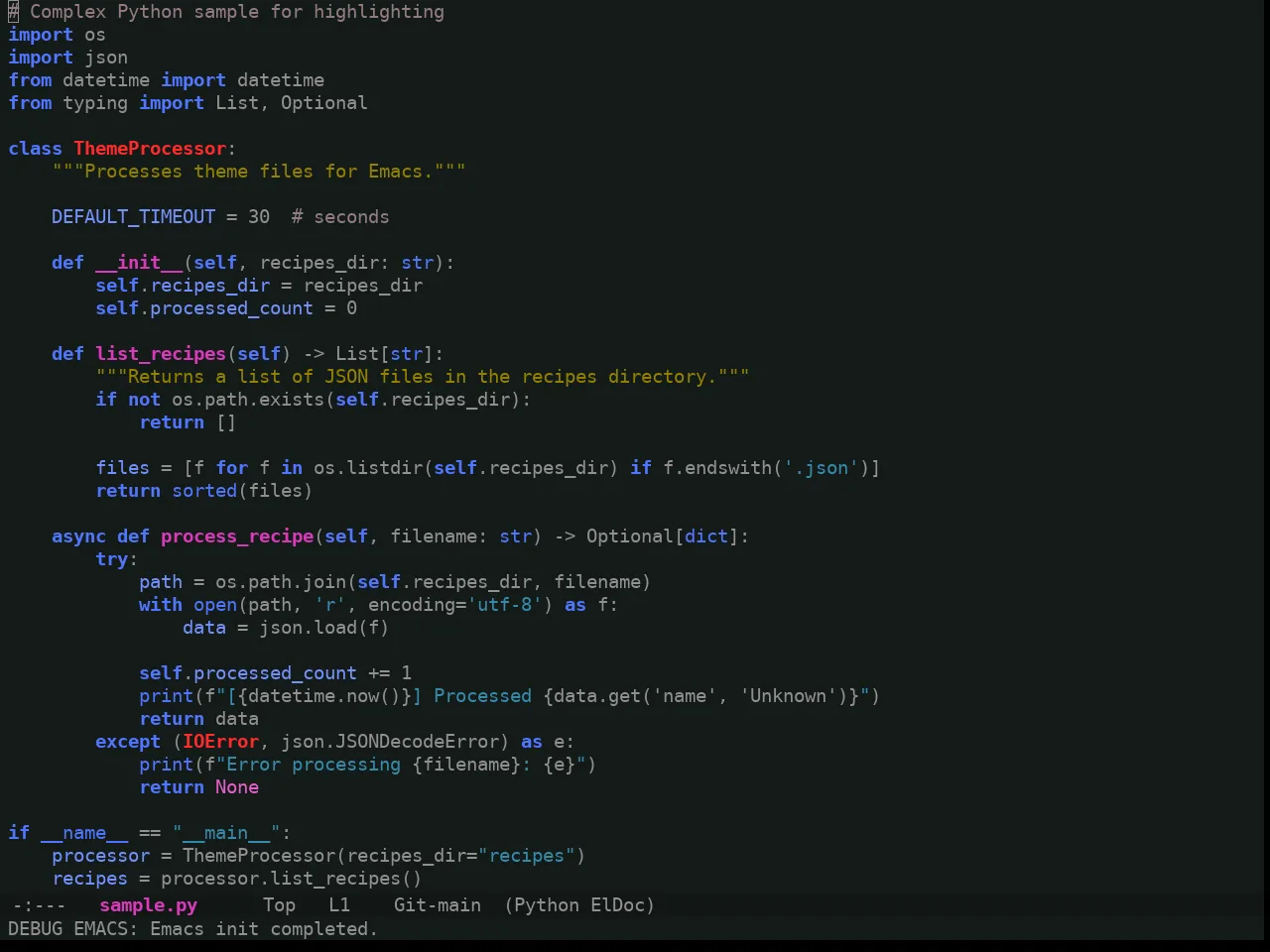 Ewal Tempus Warp Theme in python-mode