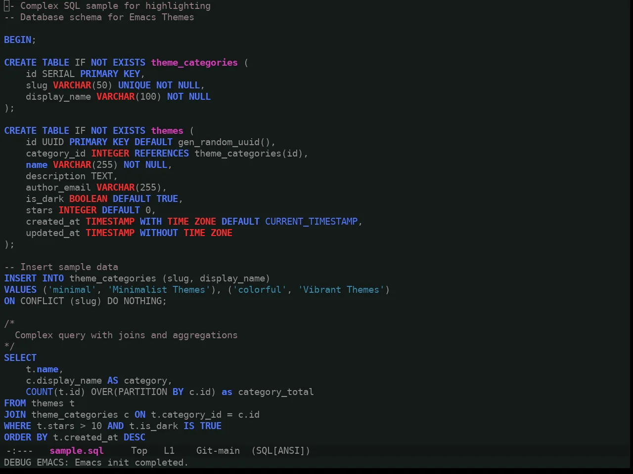 Ewal Tempus Warp Theme in sql-mode