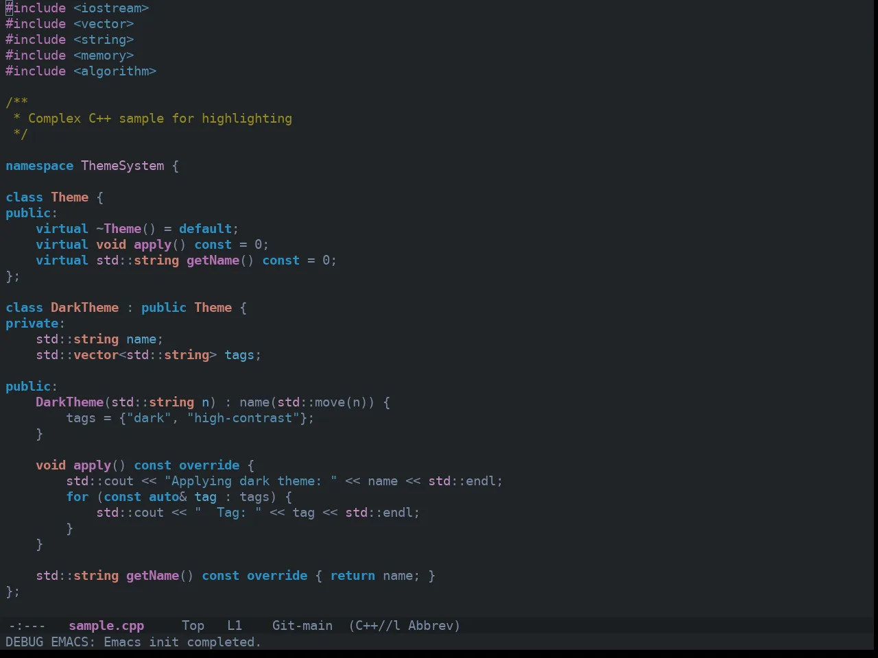 Ewal Tempus Winter Theme in c++-mode