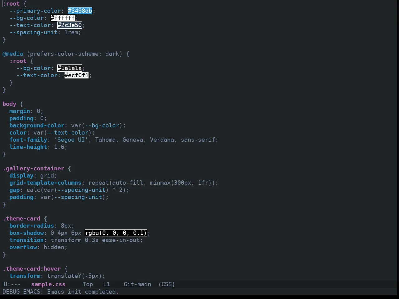 Ewal Tempus Winter Theme in css-mode