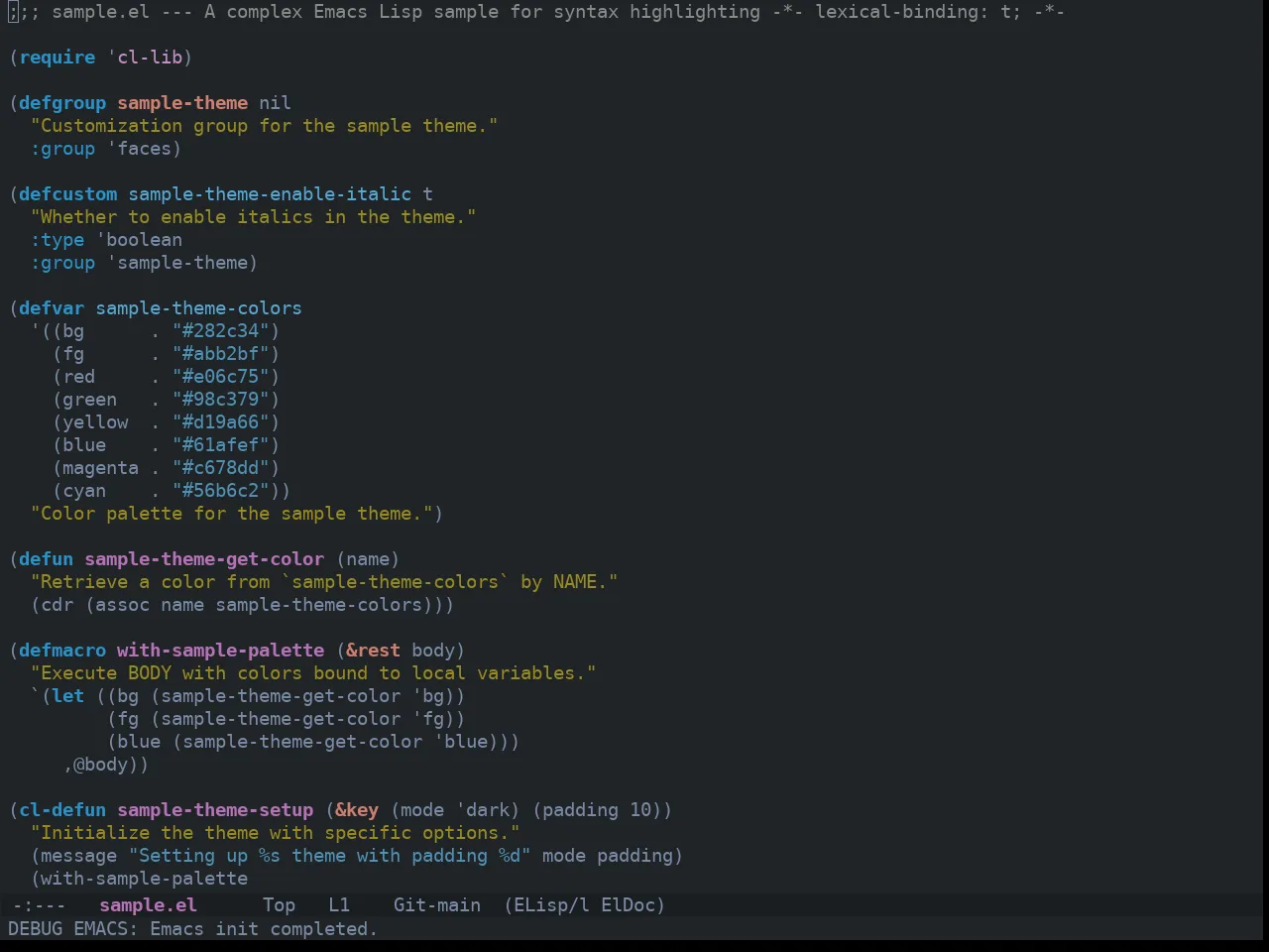Ewal Tempus Winter Theme in emacs-lisp-mode