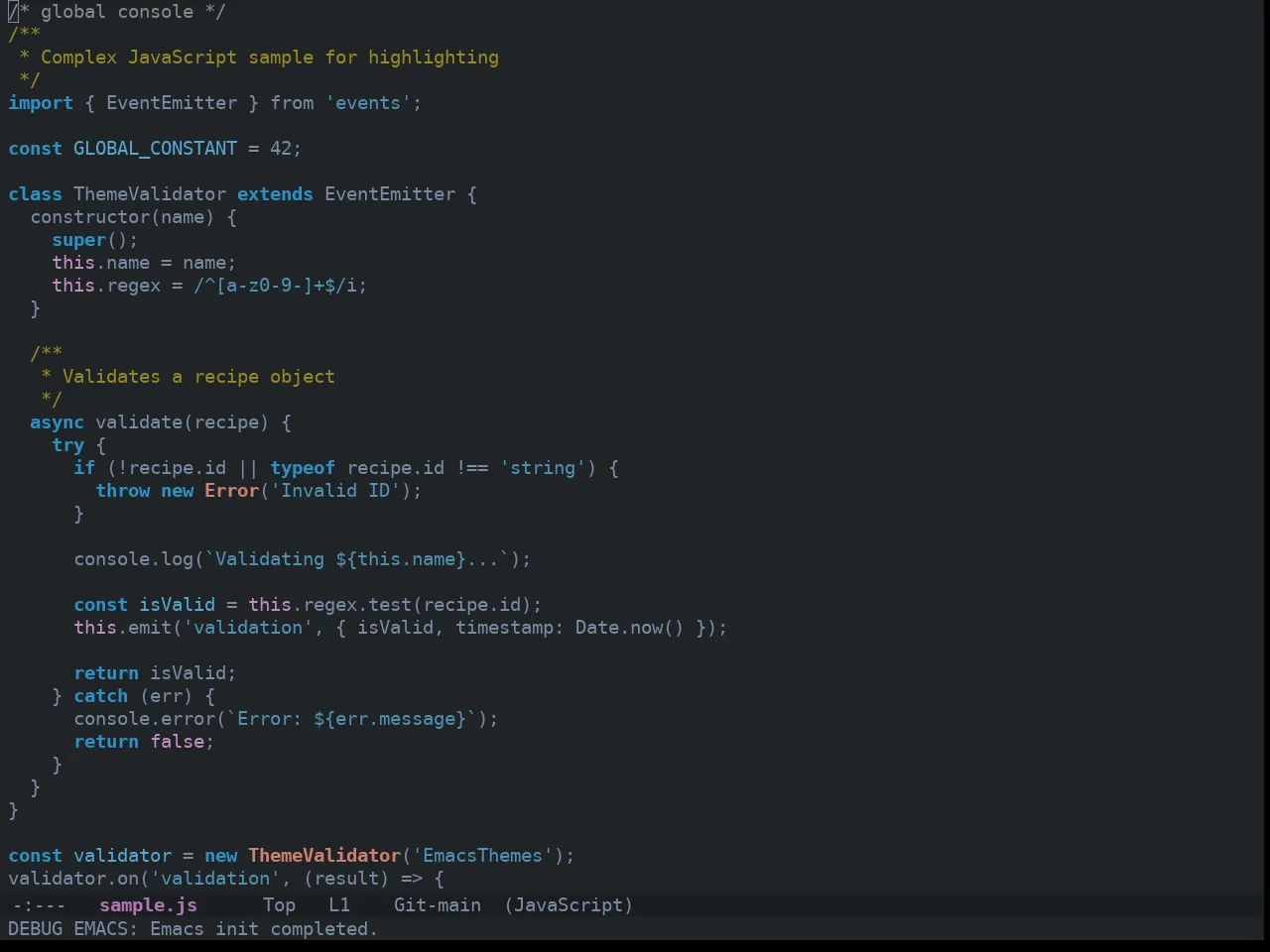 Ewal Tempus Winter Theme in javascript-mode