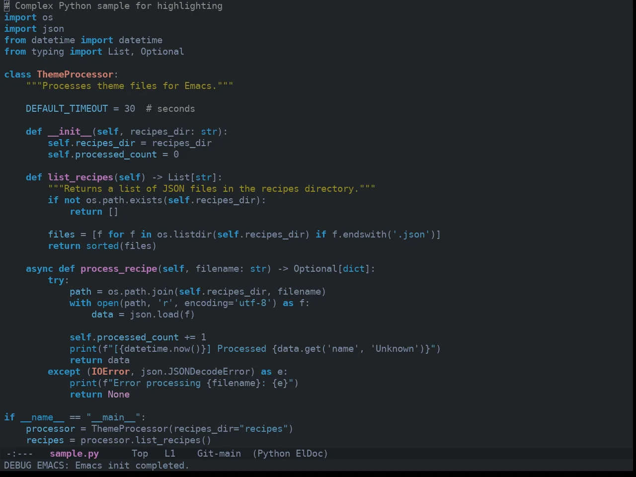 Ewal Tempus Winter Theme in python-mode