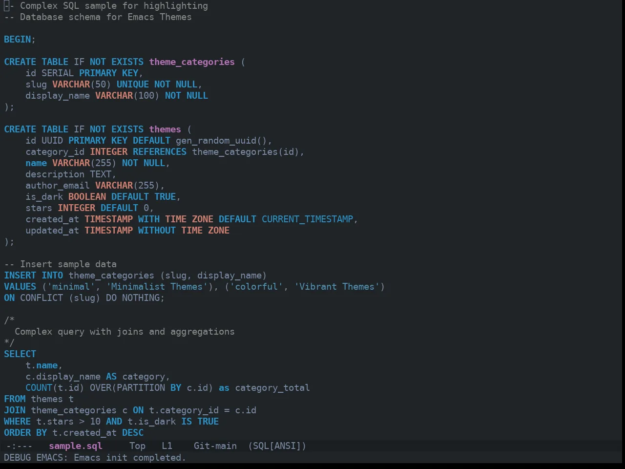 Ewal Tempus Winter Theme in sql-mode