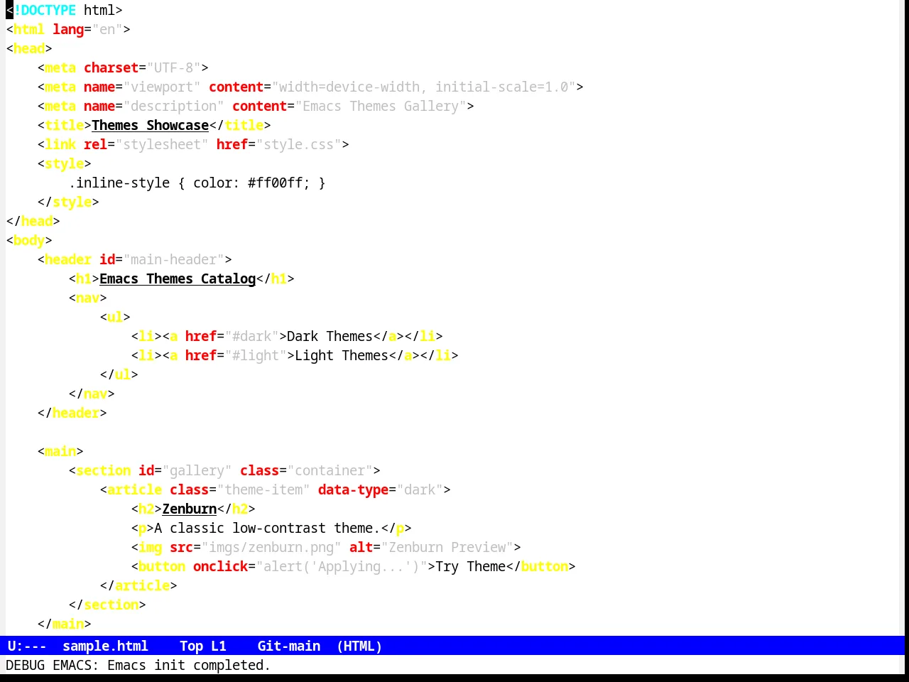 Termbright theme in html-mode