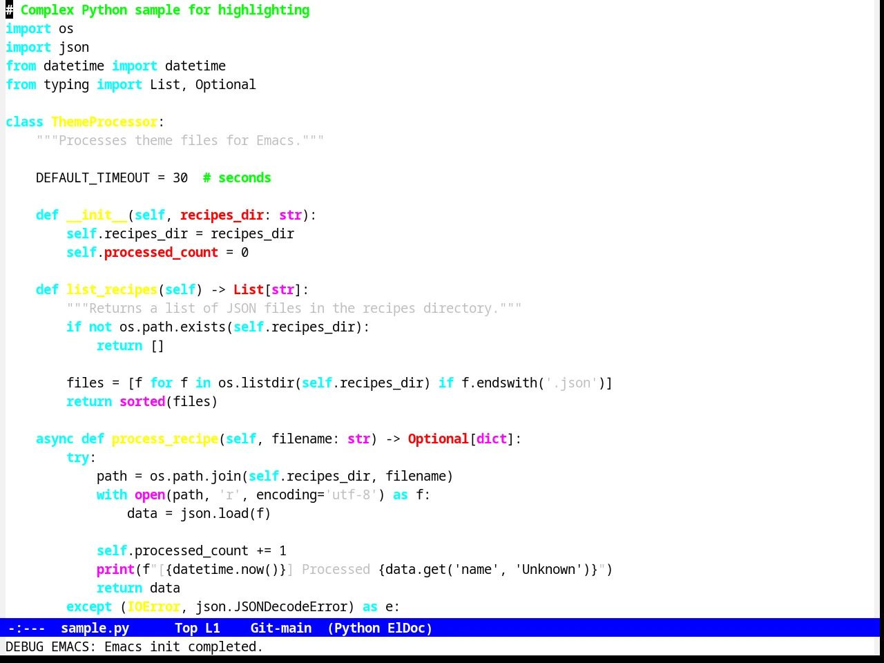 Termbright theme in python-mode