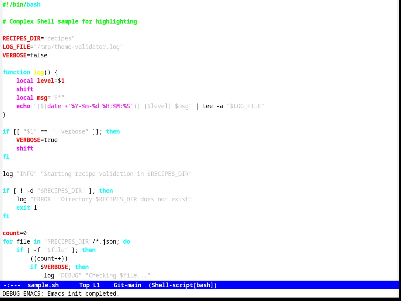Termbright theme in sh-mode