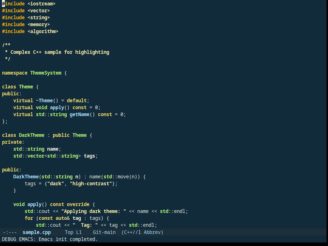 Thankful Eyes Theme in c++-mode